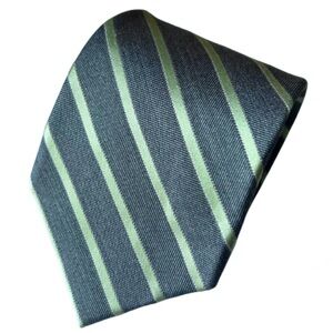 DKNY Silk Tie Gray with Kiwi Stripes 61"L x 3.25"W